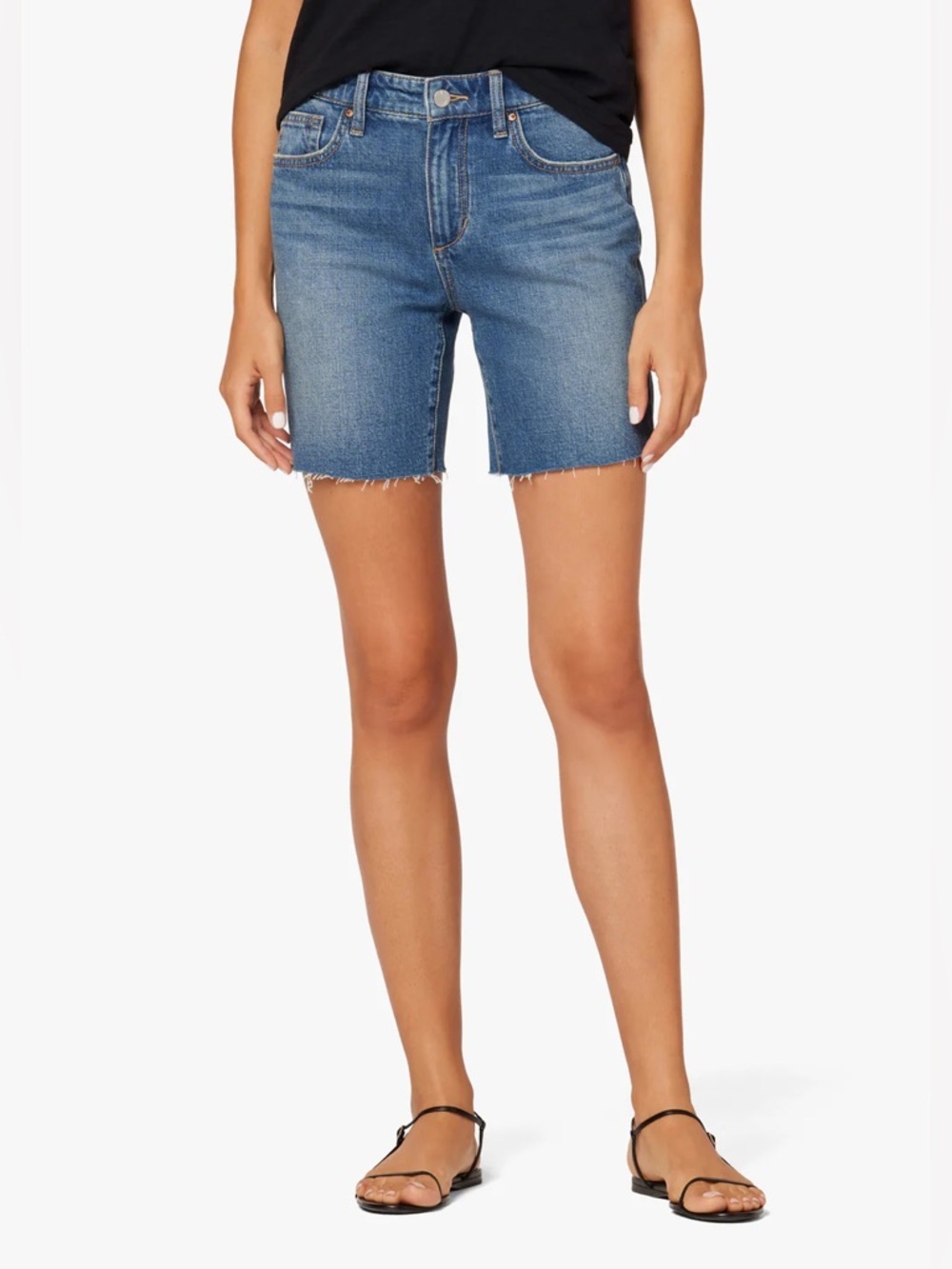 Free People We The Free High Rise Denim Bermuda Shorts With Raw Hem Size 30